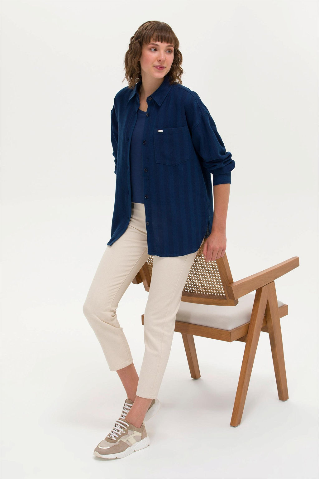 Женская темно-синяя джинсовая рубашка - U.s. polo assn фото 9