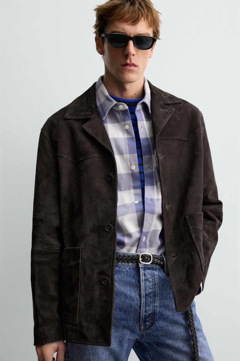 SUEDE LEATHER OVERSHIRT AARON LEVINE X ZARA  фото 14