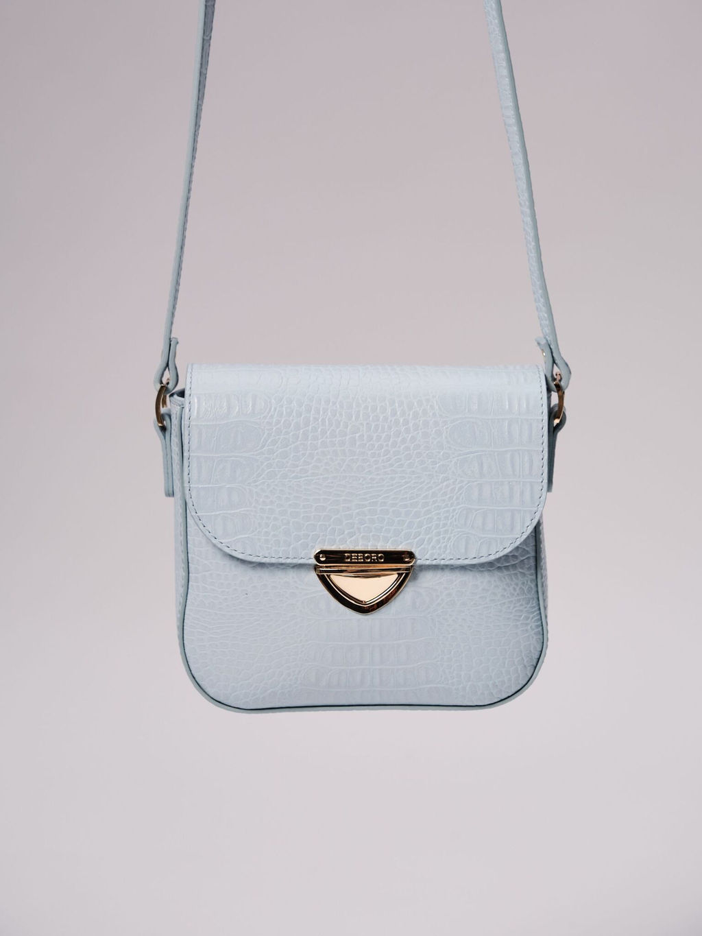 Сумка кожаная через плечо Deboro 3158 голубая вода