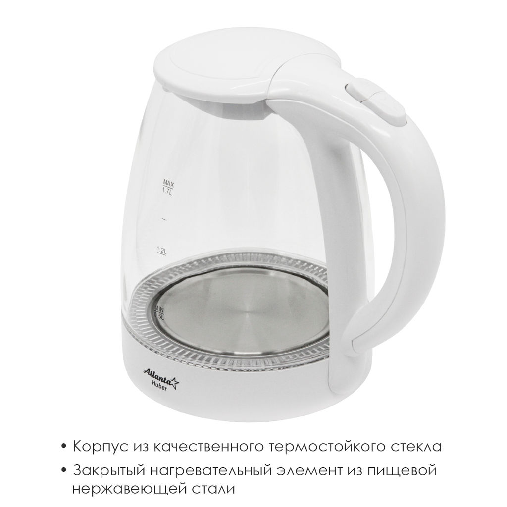 Чайник электрический 1,7 л стеклянный арт. ATH-2470 - Полимербыт фото 2
