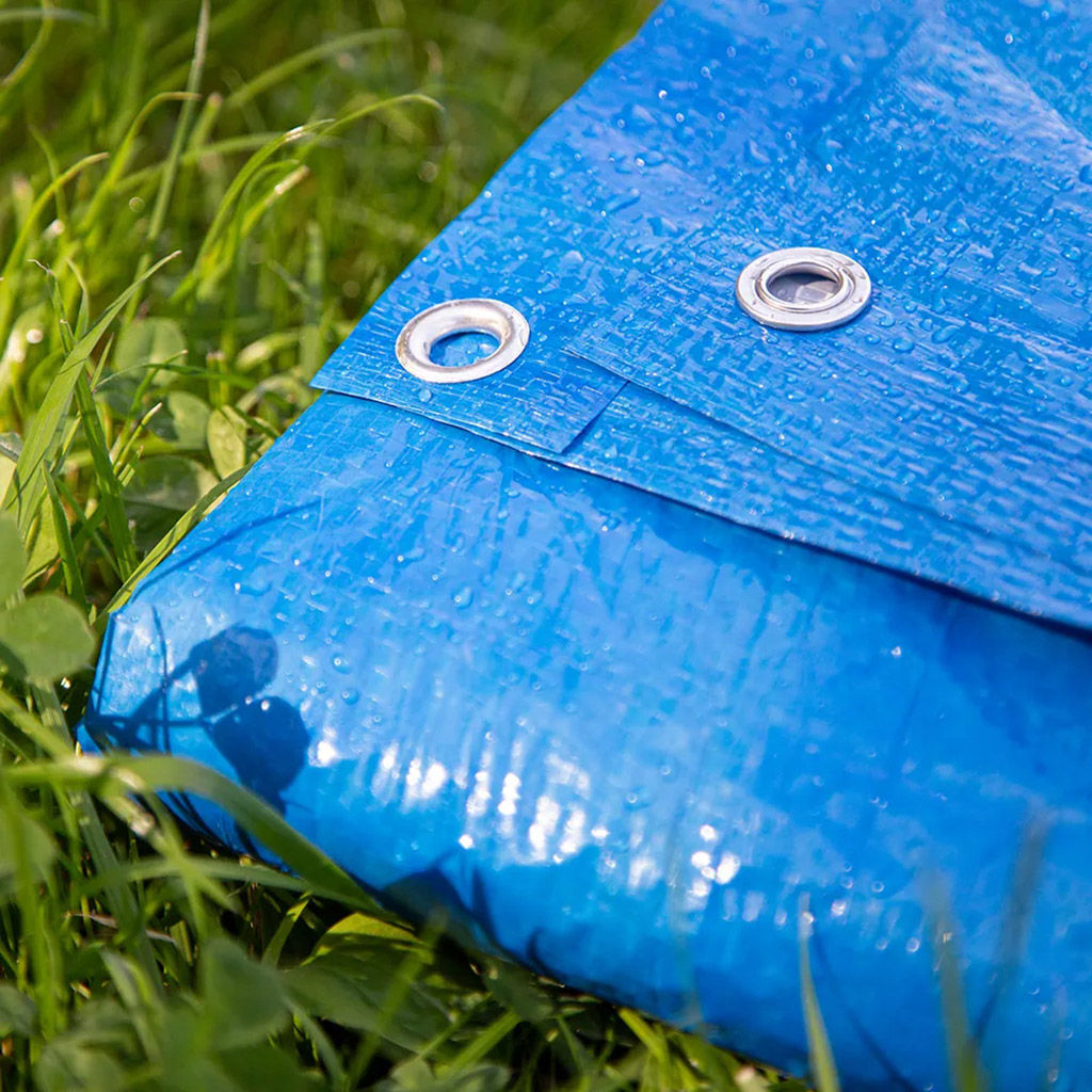 Тент 4х6м из полипропилена 75г/м2, водонепроницаемый, на люверсах, синий (Россия)