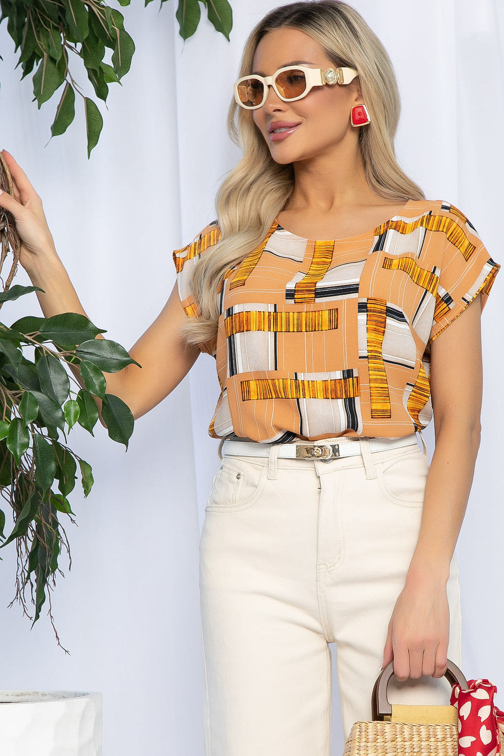 Блуза Летний сезон (бежевый мультиколор) Б13151-44М - Lt collection фото 3