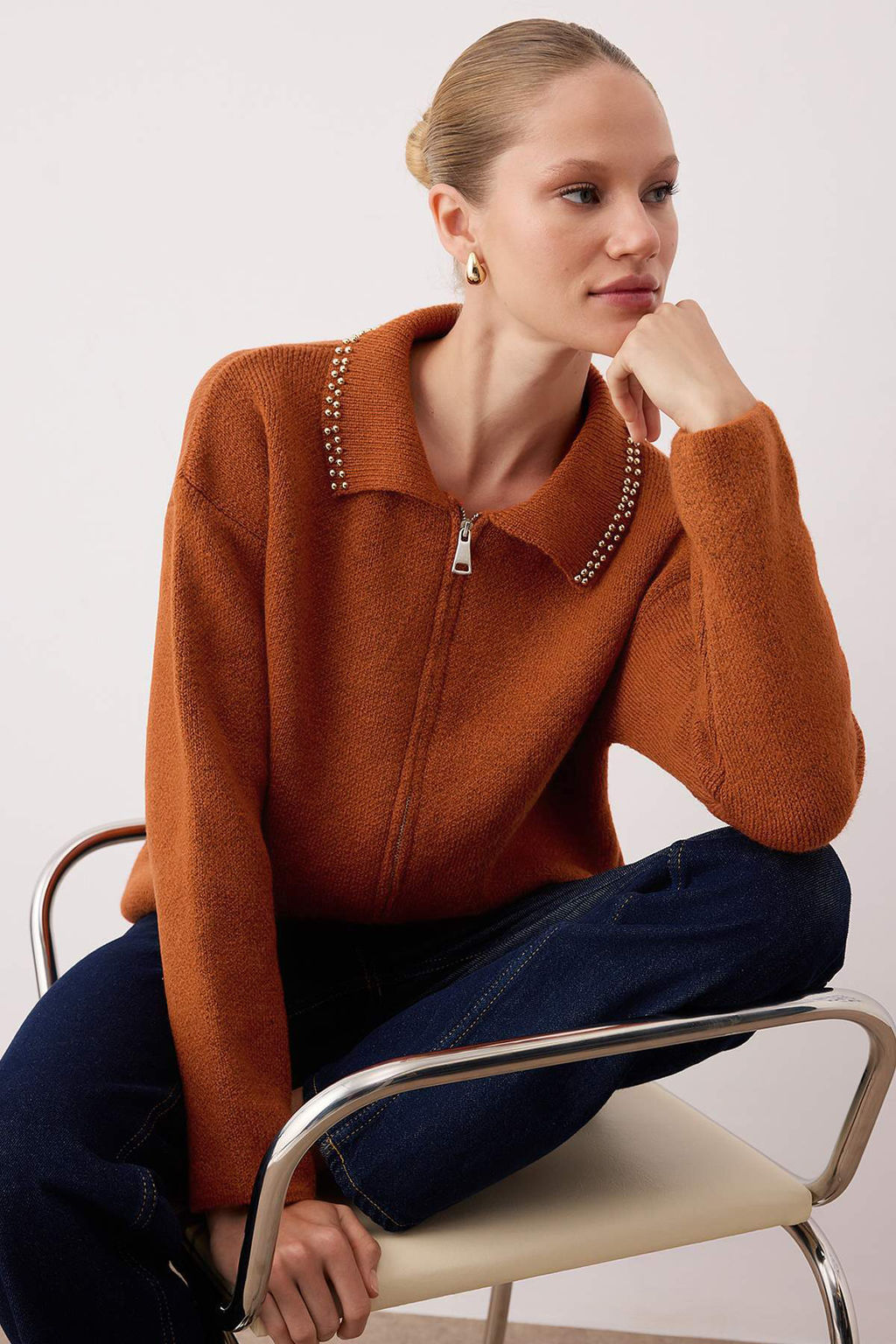 Koyu Antrasit Incili Genis Kal?p Triko H?rka TWOAW26HI00160 - Trendyolmilla фото 10