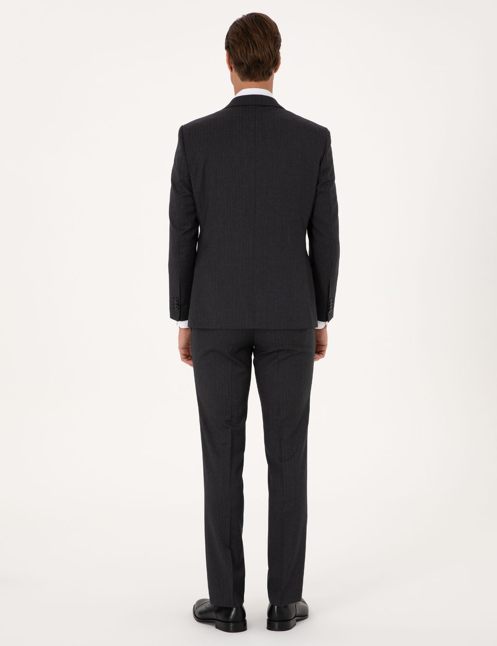 Antrasit Slim Fit %100 Y_n _izgili Tak_m Elbise