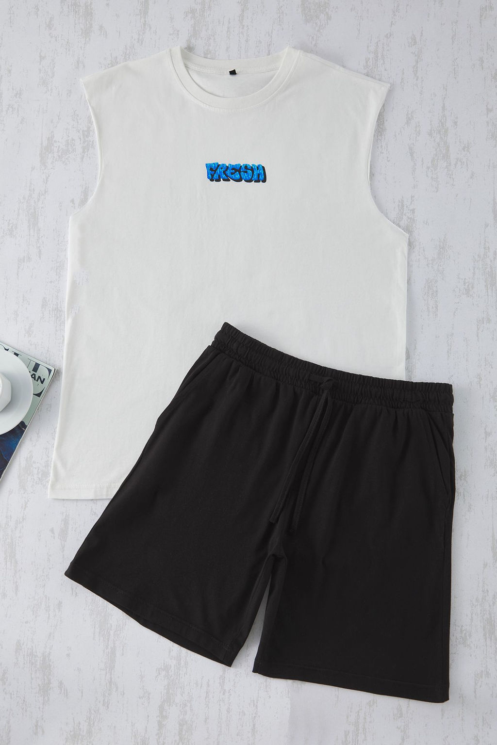 Ekru Siyah Regular Fit Atlet Sort Orme Pijama Tak?m? TMNSS25PT00022