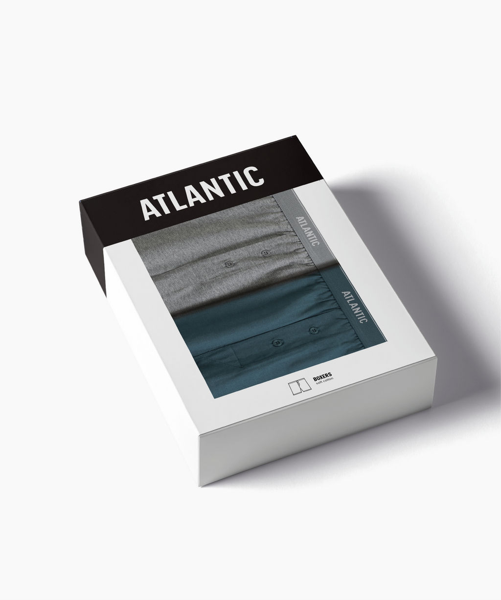 ATLANTIC 2RMX-001 Трусы боксеры - набор (2 шт.) серый меланж + морской  фото 5