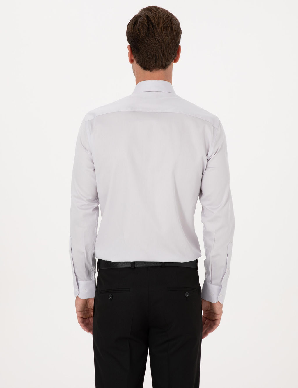 A__k Gri Slim Fit %100 Pamuk Klasik G_mlek