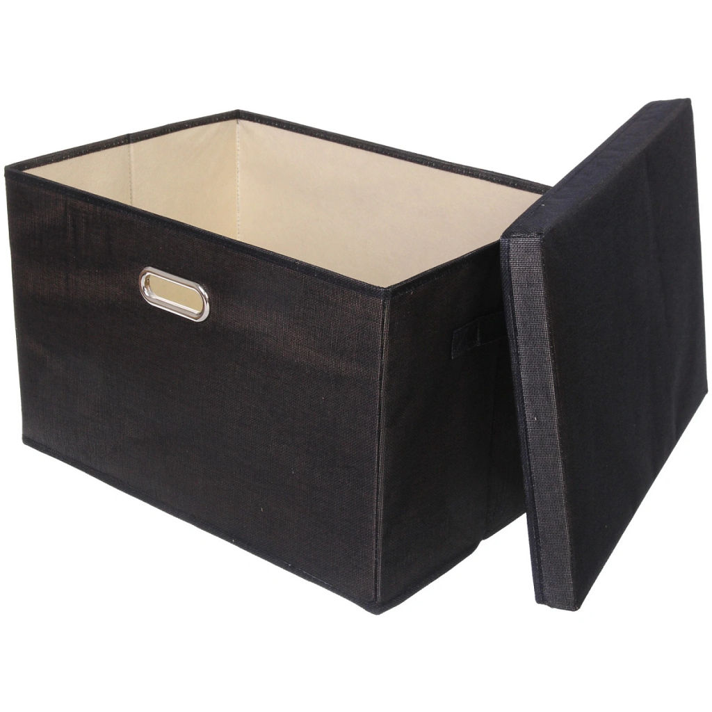 Коробка для хранения вещей складная с крышкой "ДЭСТРА", цвет черный, 50*35*31см