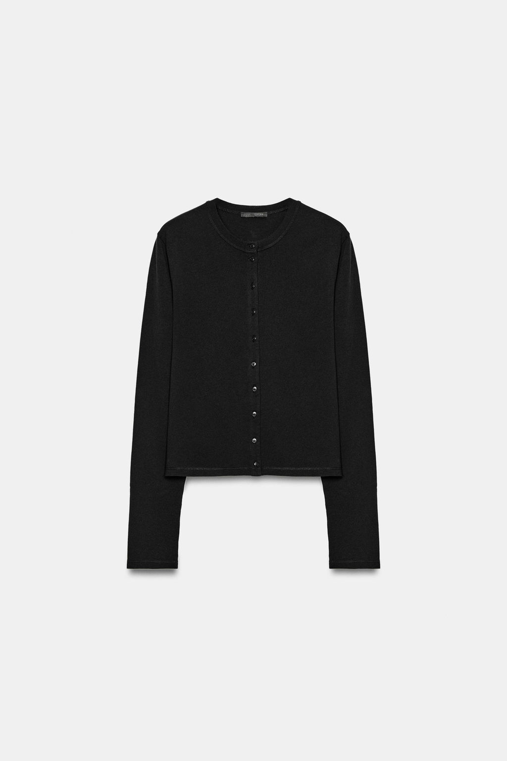 CAMISETA ALGOD?N 100% BOTONES / Negro - Zara фото 5