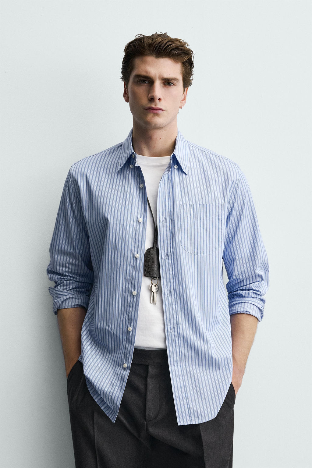 Рубашка Camisa Regular Fit Rayas бело-голубая