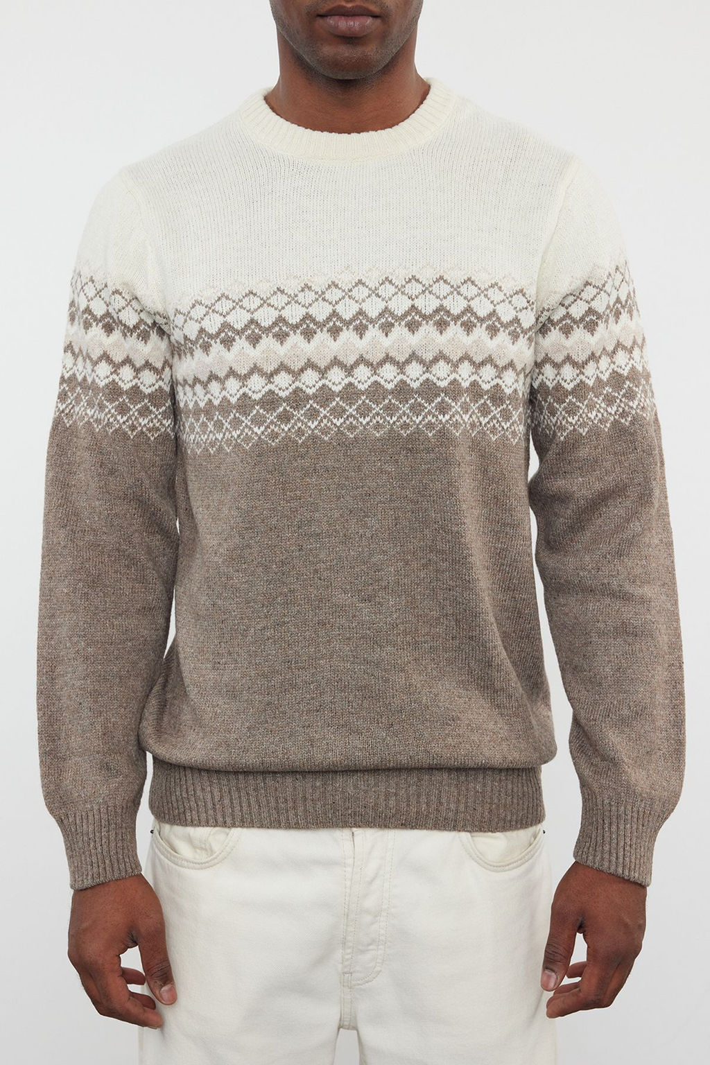 TRENDYOL MAN Antrasit Slim Fit Yunlu Bisiklet Yaka Panel Jakarl? Triko Kazak TMNAW21KZ0738 - Trendyolmilla фото 28
