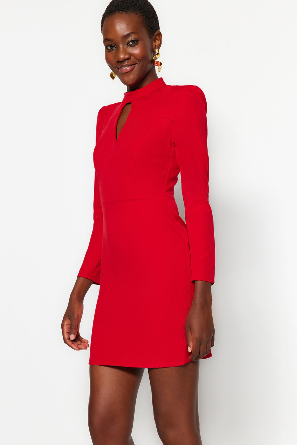 TRENDYOLMILLA K?rm?z? Mini Dokuma Yaka Detayl? Dokuma Elbise TWOAW22EL0393 фото 9