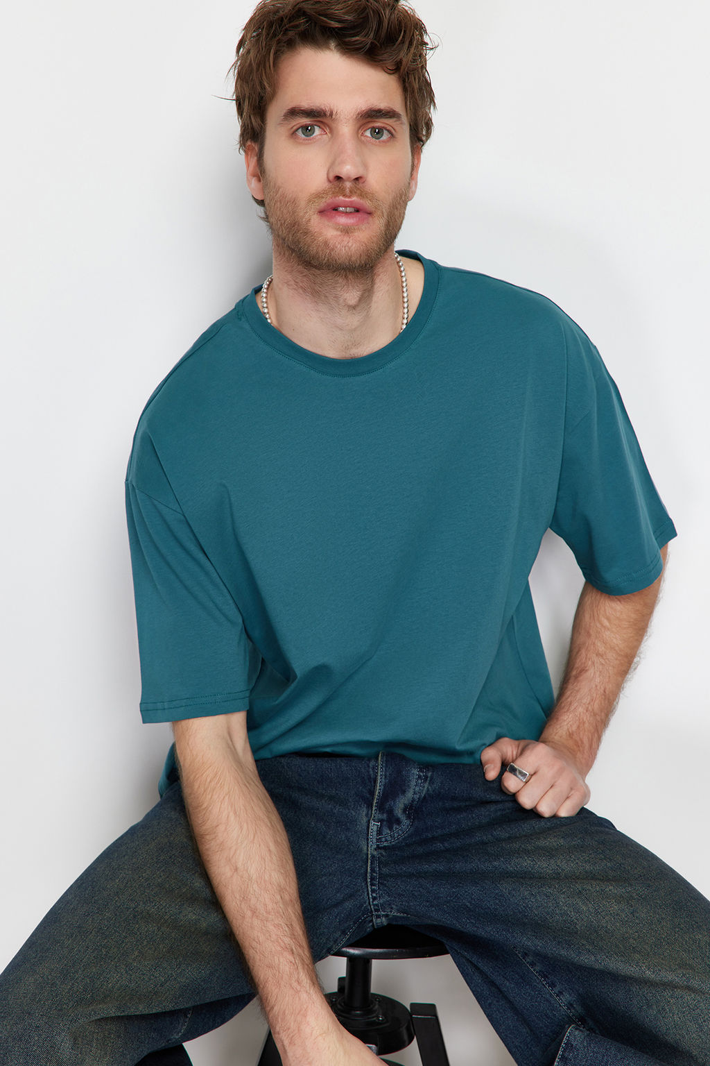 TRENDYOL MAN Siyah Oversize/Genis Kesim Basic %100 Pamuklu T-Shirt TMNSS22TS0318 - Trendyolmilla фото 96
