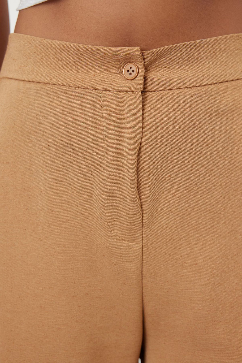 TRENDYOLMILLA Haki Keten Gorunumlu Straight/Duz Kesim Dokuma Pantolon TWOSS24PL00163 фото 4