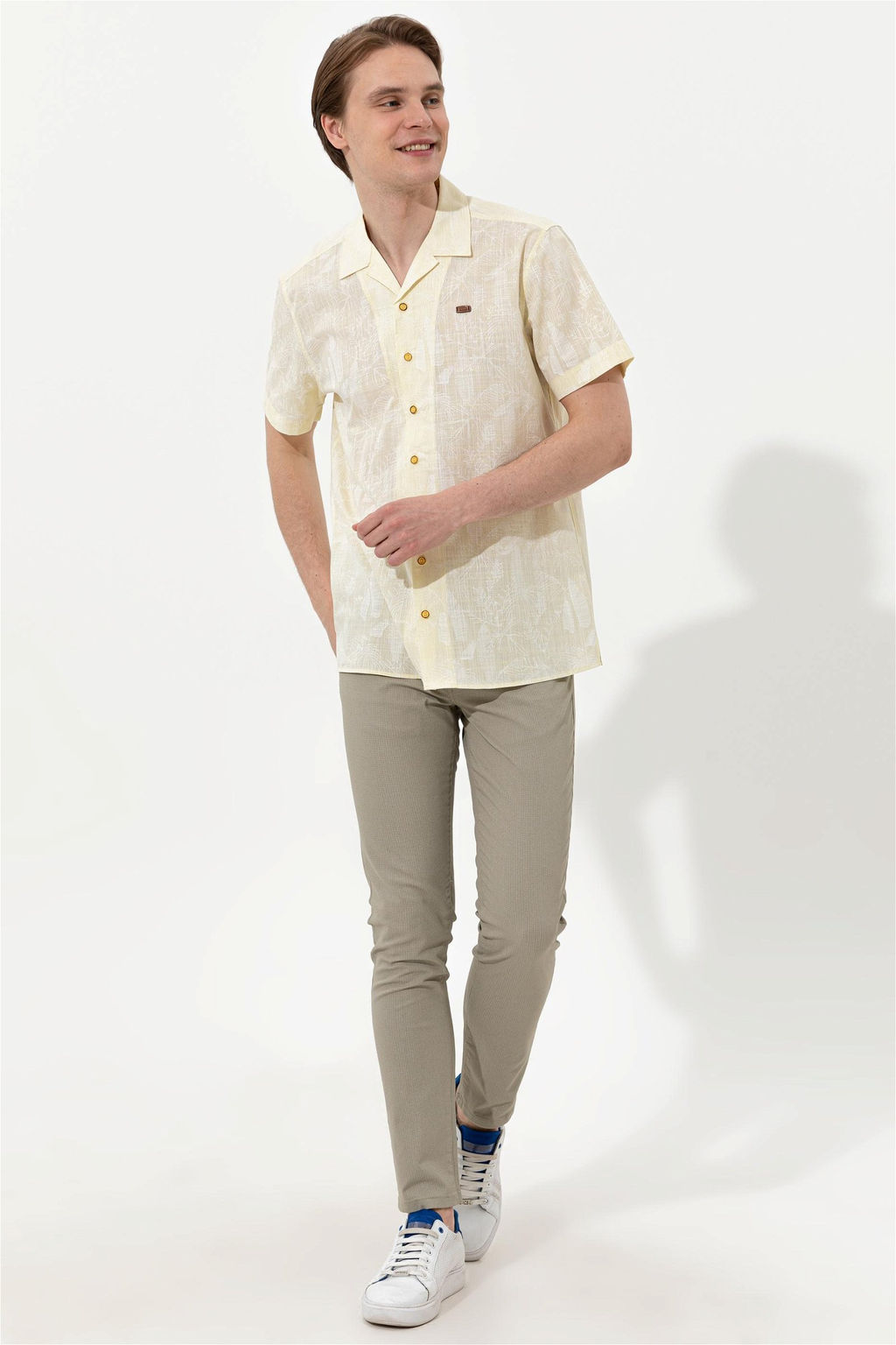 U. S. Polo Assn Мужская светло-желтая рубашка с коротким рукавом - U.s. polo assn фото 10