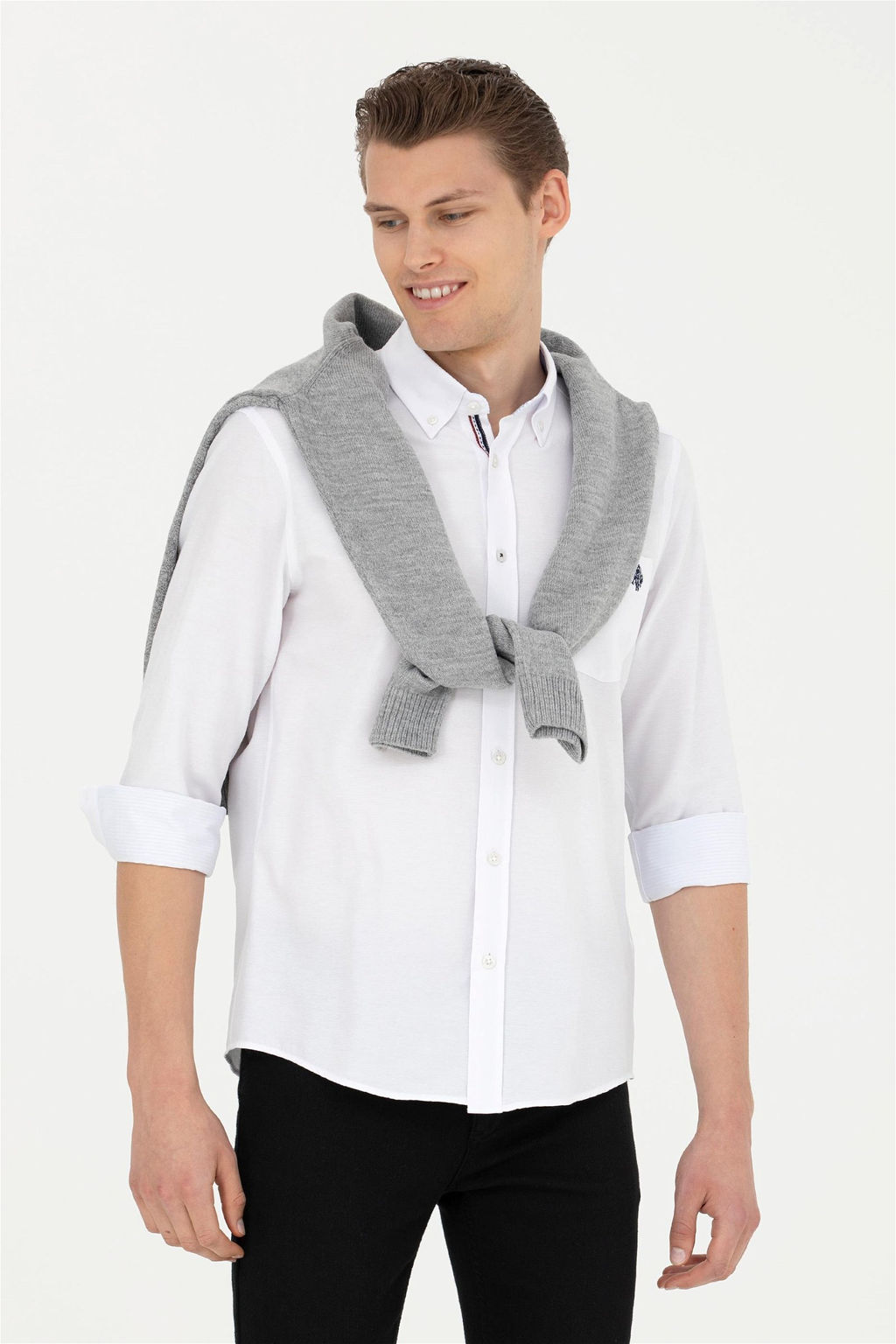 Мужская белая рубашка с длинным рукавом - U.s. polo assn фото 10