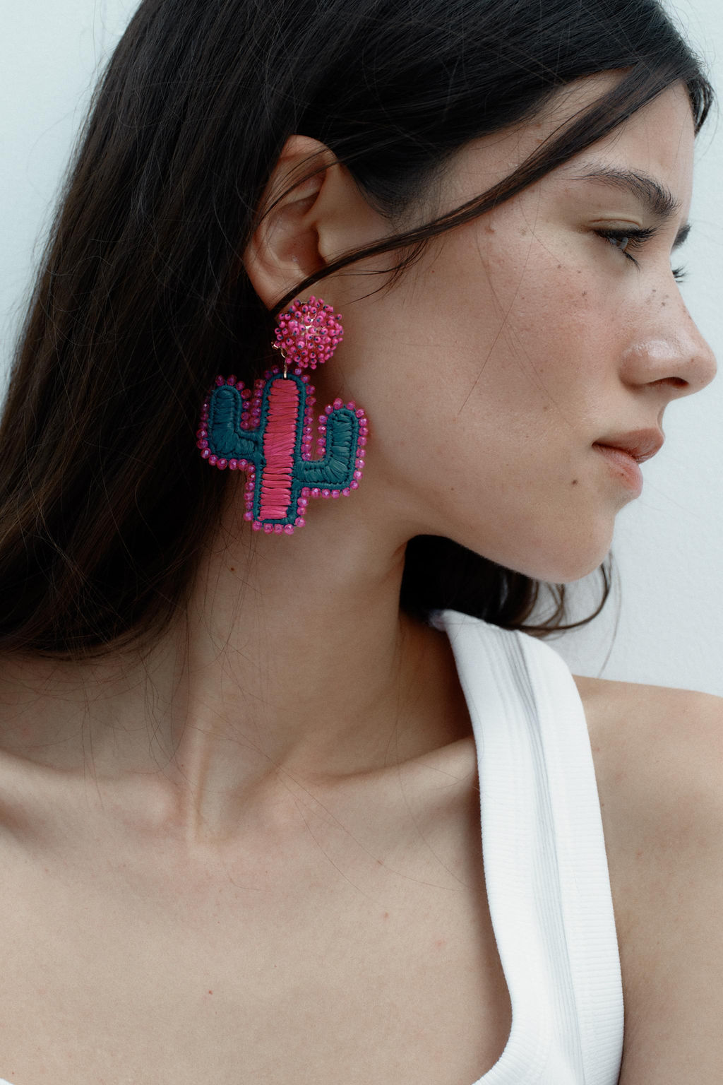 CACTUS RAFFIA RHINESTONE EARRINGS - Zara фото 2