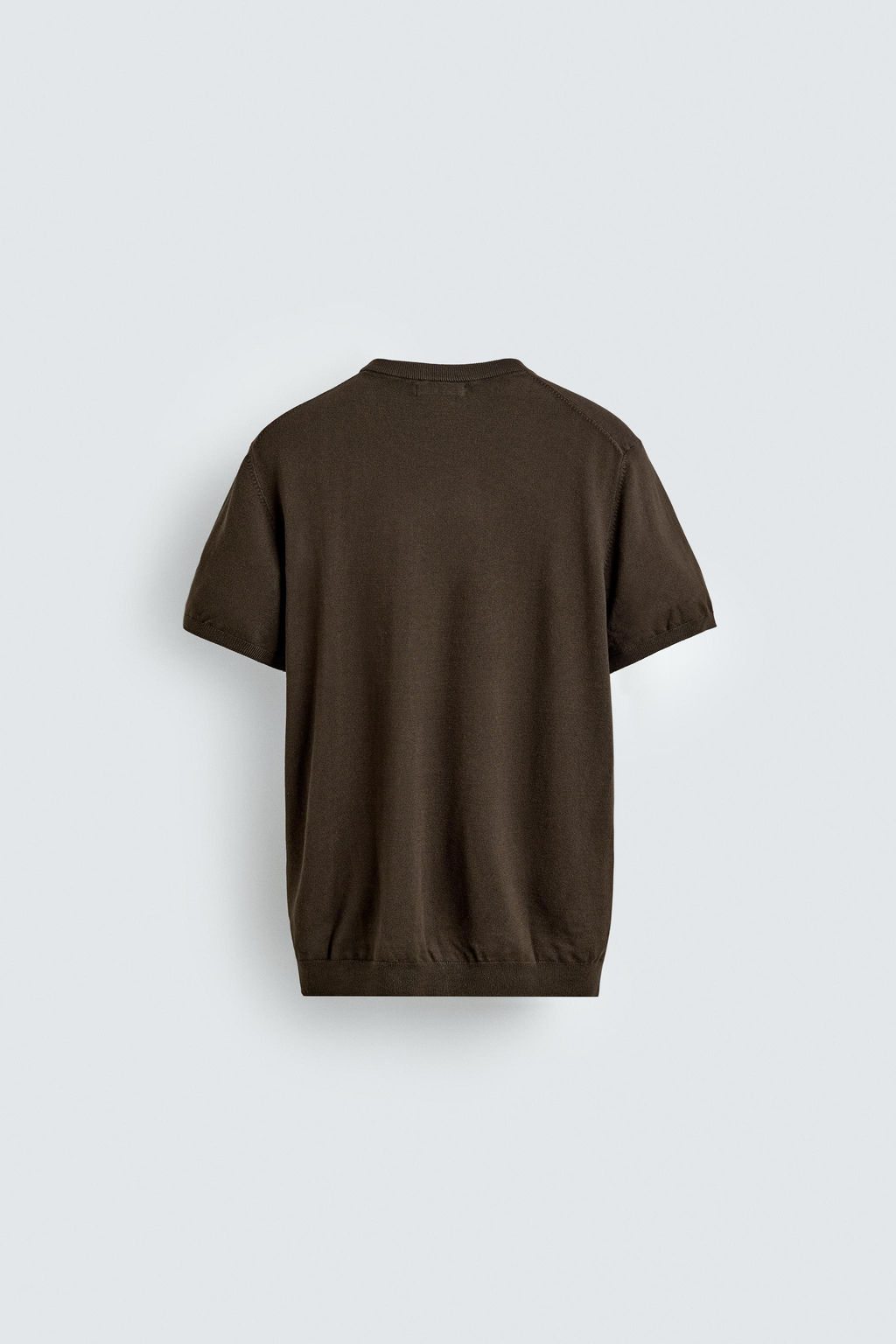 CAMISETA PUNTO REGULAR FIT B?SICO / Chocolate - Zara фото 7