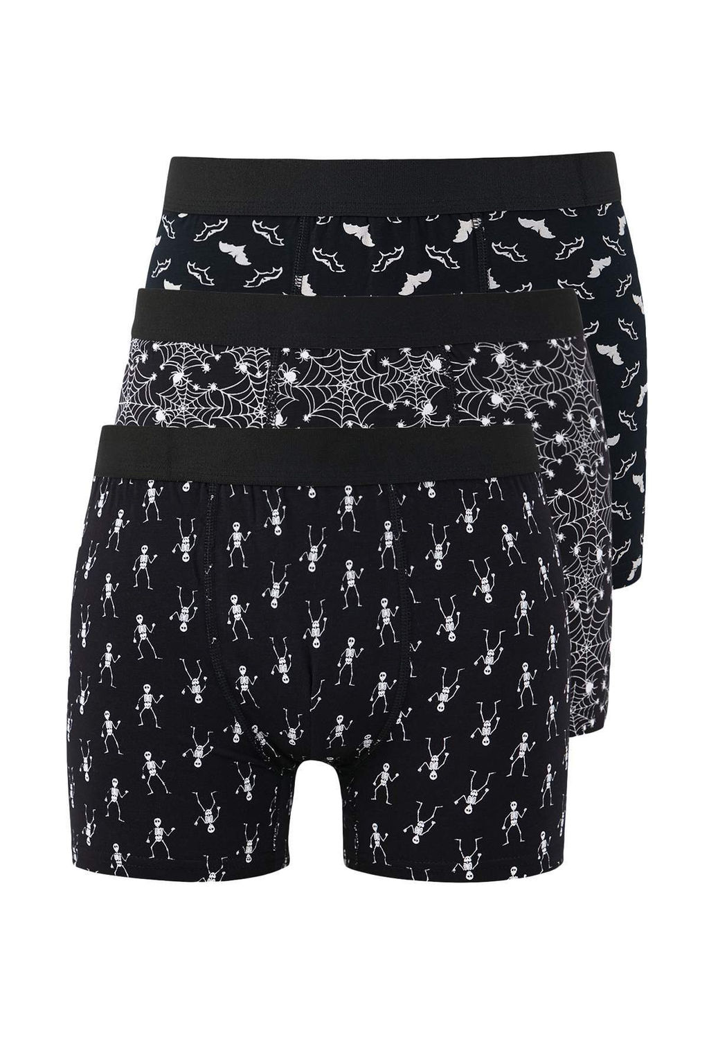 Siyah Desenli Pamuklu Likral? 3lu Boxer TMNAW26BX00000