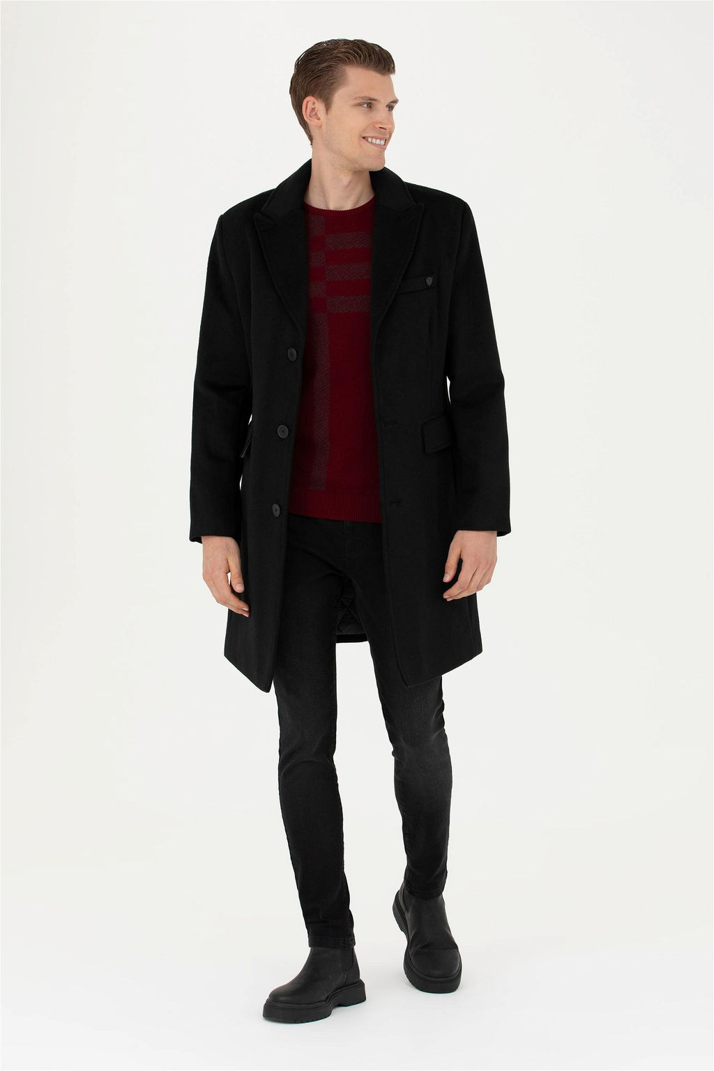U. S. Polo Assn / Мужское черное пальто с тиснением - U.s. polo assn фото 11