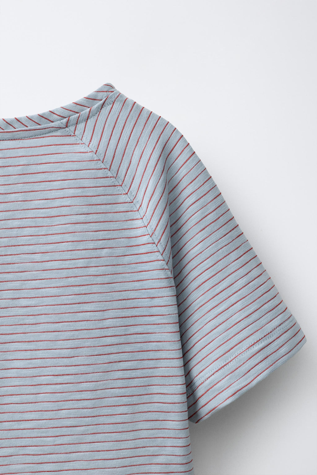 CAMISETA RAYAS MANGA RANGL?N / Azul pastel - Zara фото 4