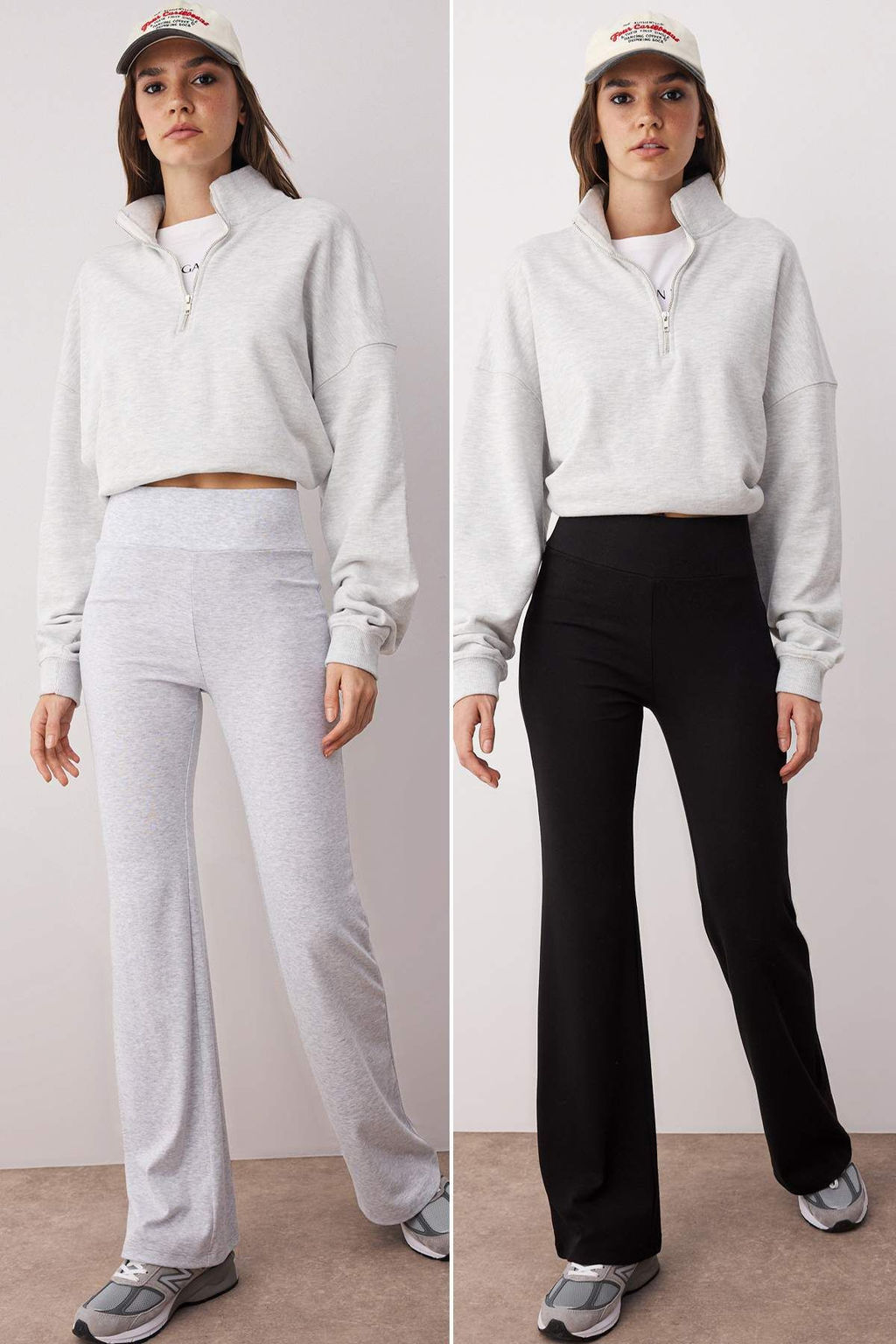 Gri Melanj- Siyah Ispanyol Paca 2li Paket Pantolon TWOAW26PL00057