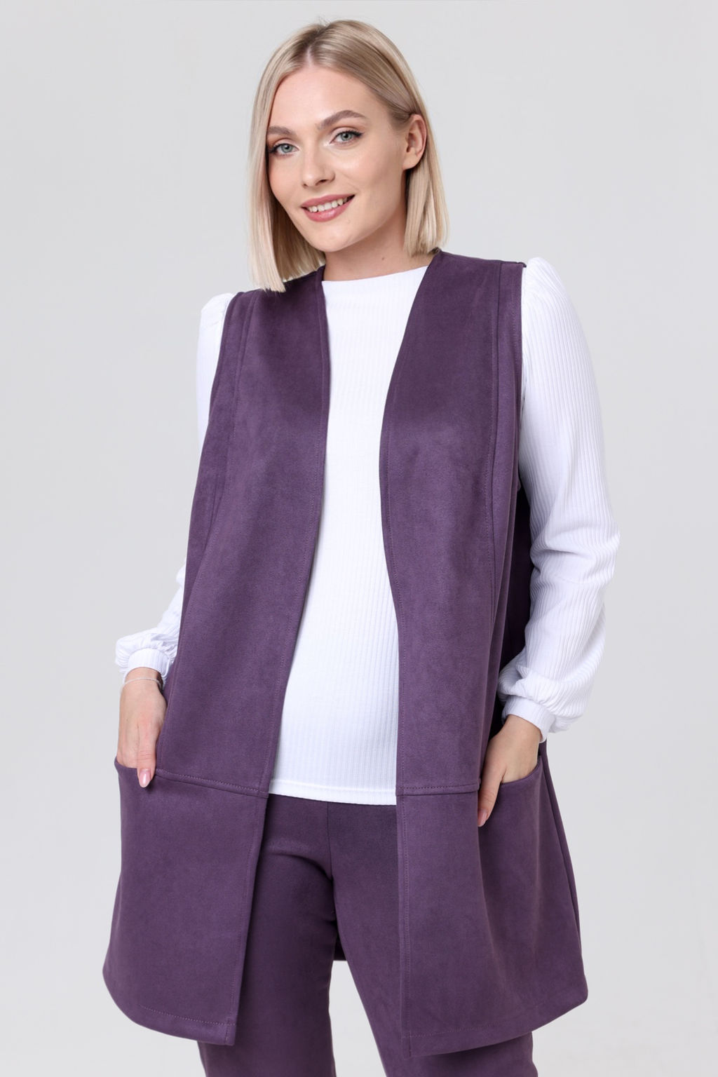 Жилет эко-замша 4241/02/Пыльно-голубой - Rise фото 17