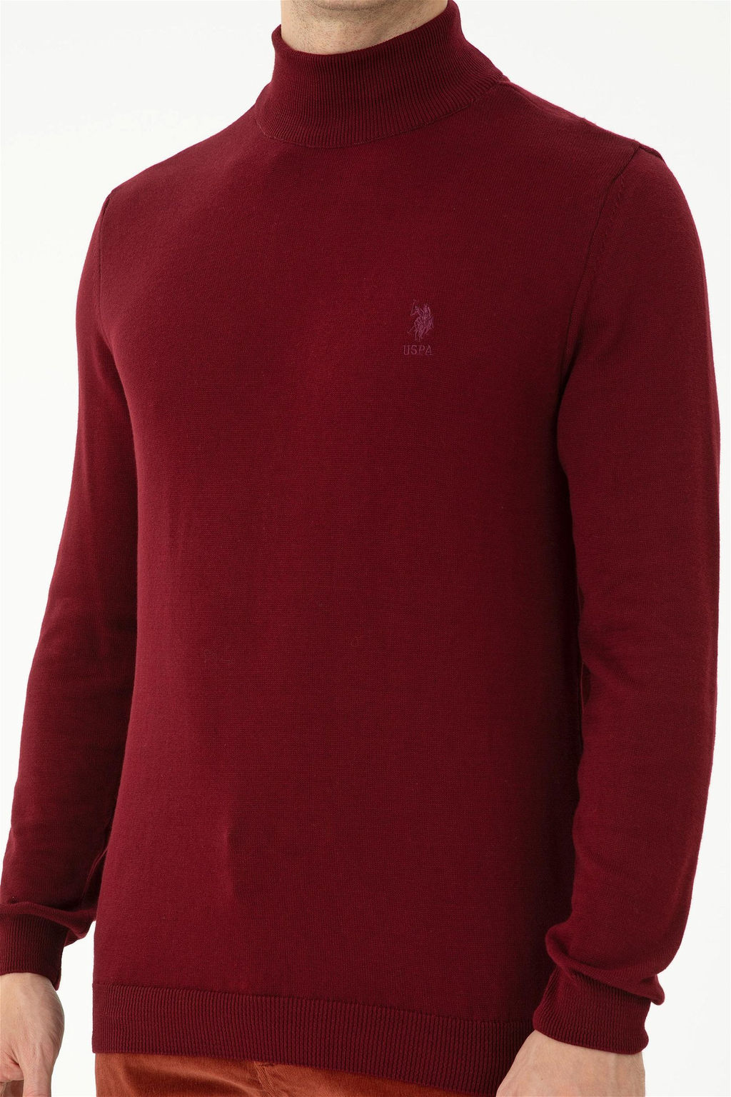 Свитер мужской U. S. Polo Assn базовый бордово-красный из хлопка - U.s. polo assn фото 6