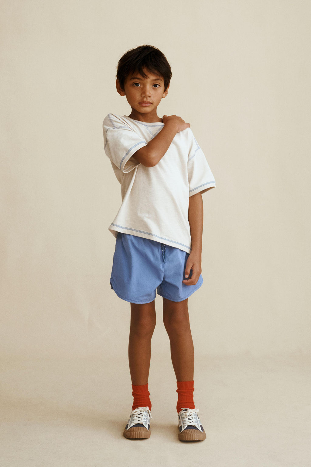 CAMISETA RAYAS PESPUNTES CREATED BY CARAMEL LONDON X ZARA / Beige