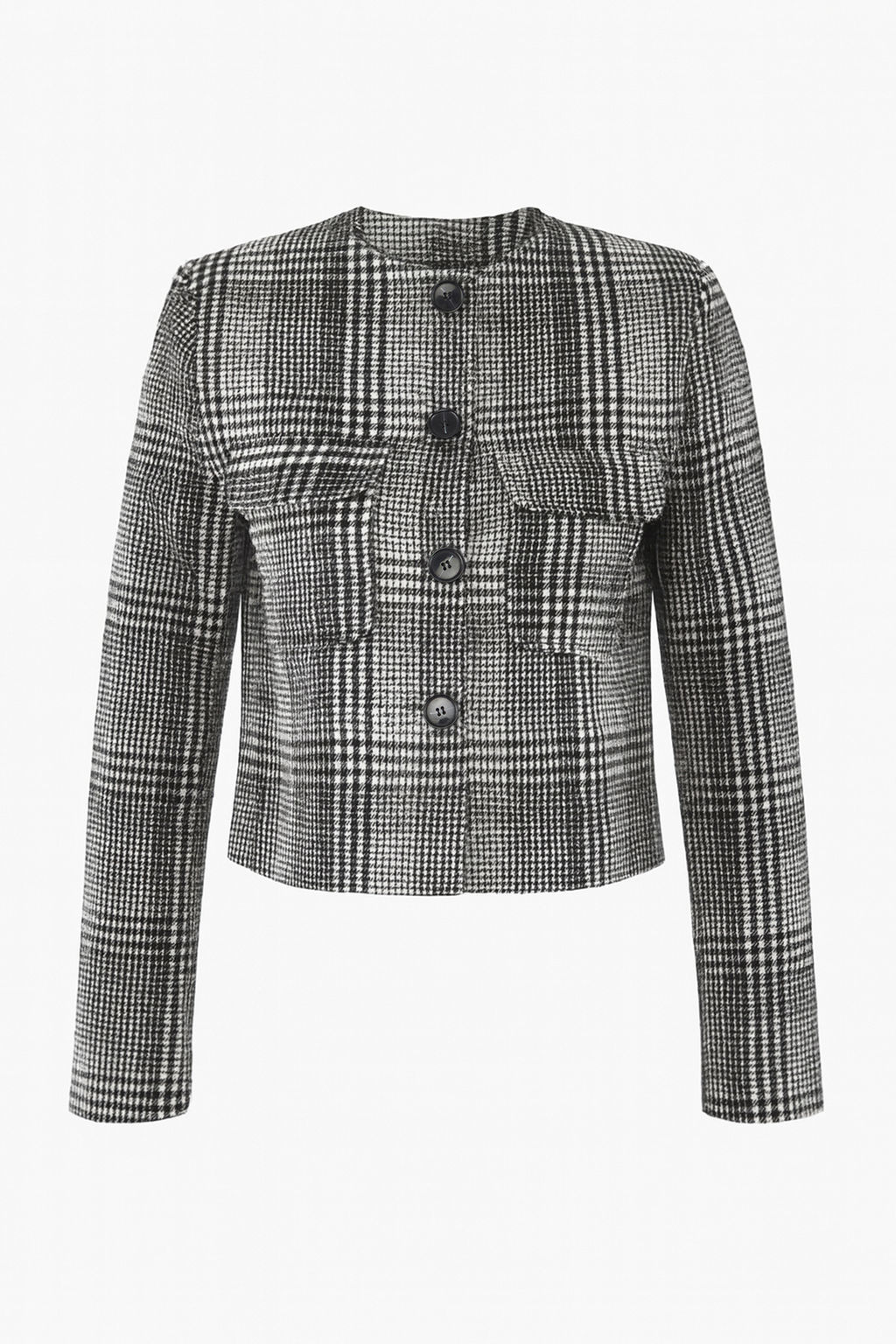 Limited Edition Siyah Beyaz Ekoseli Bisiklet Yaka Ceket TWOAW26CE00033 - Trendyolmilla фото 5