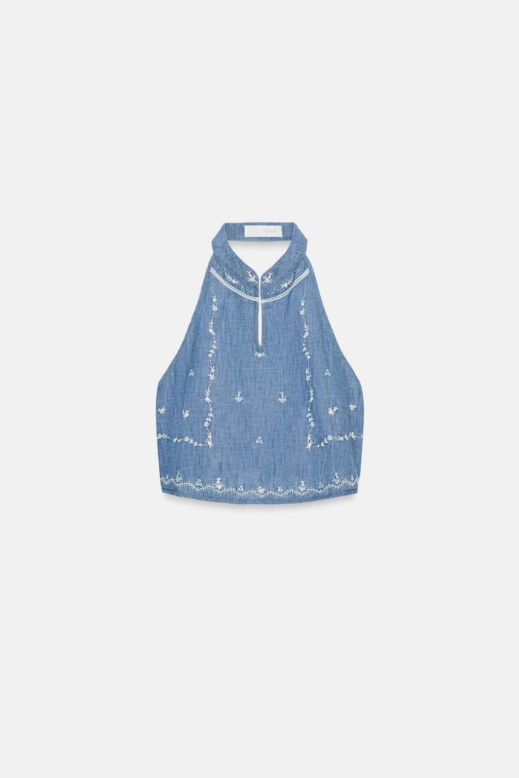 TOP HALTER BORDADOS / Azul claro
