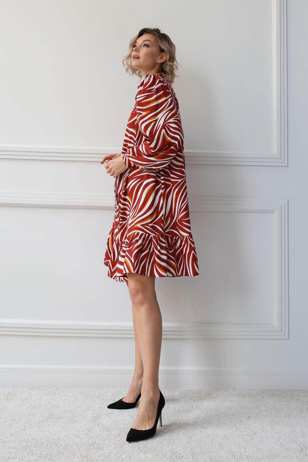 Платье-рубашка с длинным рукавом и оборкой - Looklikecat фото 3