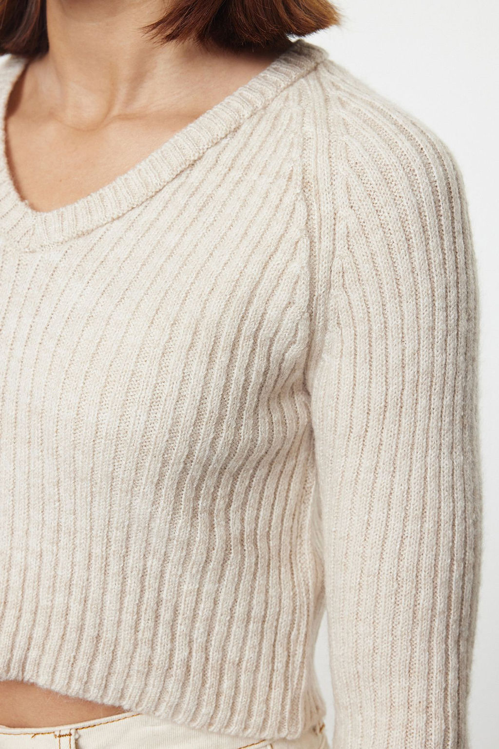 Gul Kurusu Crop Yumusak Dokulu Basic Triko Kazak TWOAW22KZ1453 - Trendyolmilla фото 12