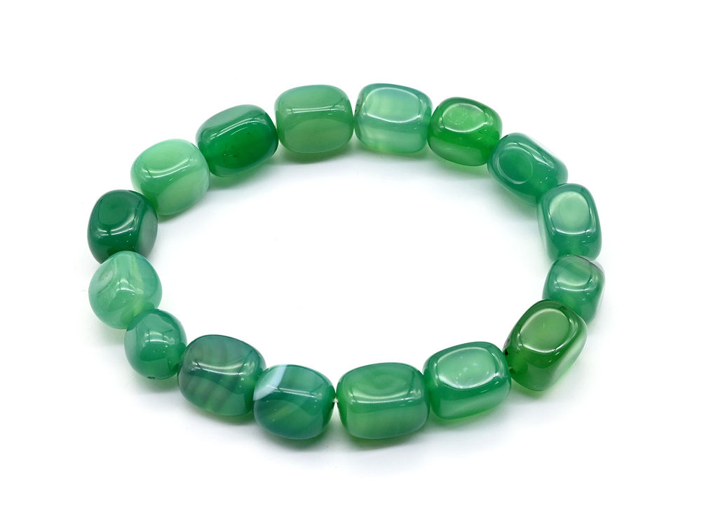 Браслет из агата тонированного прямоугольник 9*12мм цв.зеленый светлый
