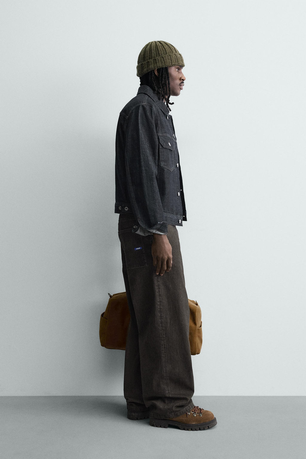 RELAXED FIT FLOCKED STRIPED TROUSERS - Zara фото 14