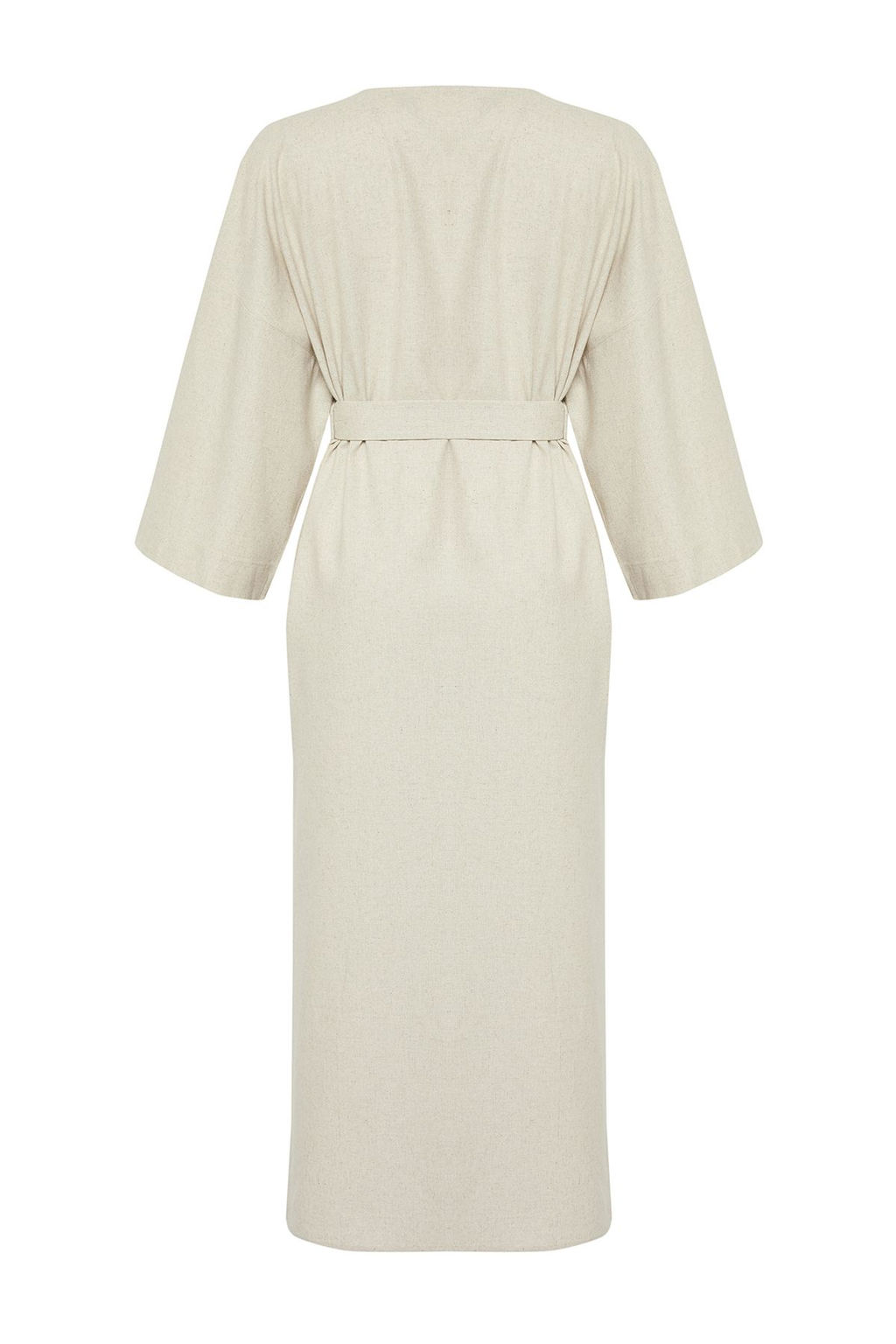 Bej Kusakl? Maxi Dokuma Nak?sl? Keten Kar?s?ml? Plaj Kimono&Kaftan TBESS20KM0051 - Trendyolmilla фото 14