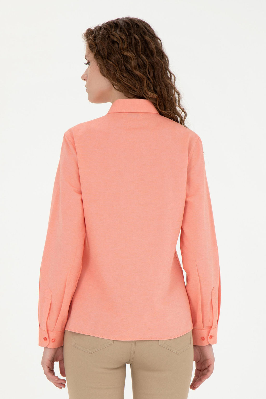 Женская базовая рубашка с длинным рукавом цвета граната - U.s. polo assn фото 12