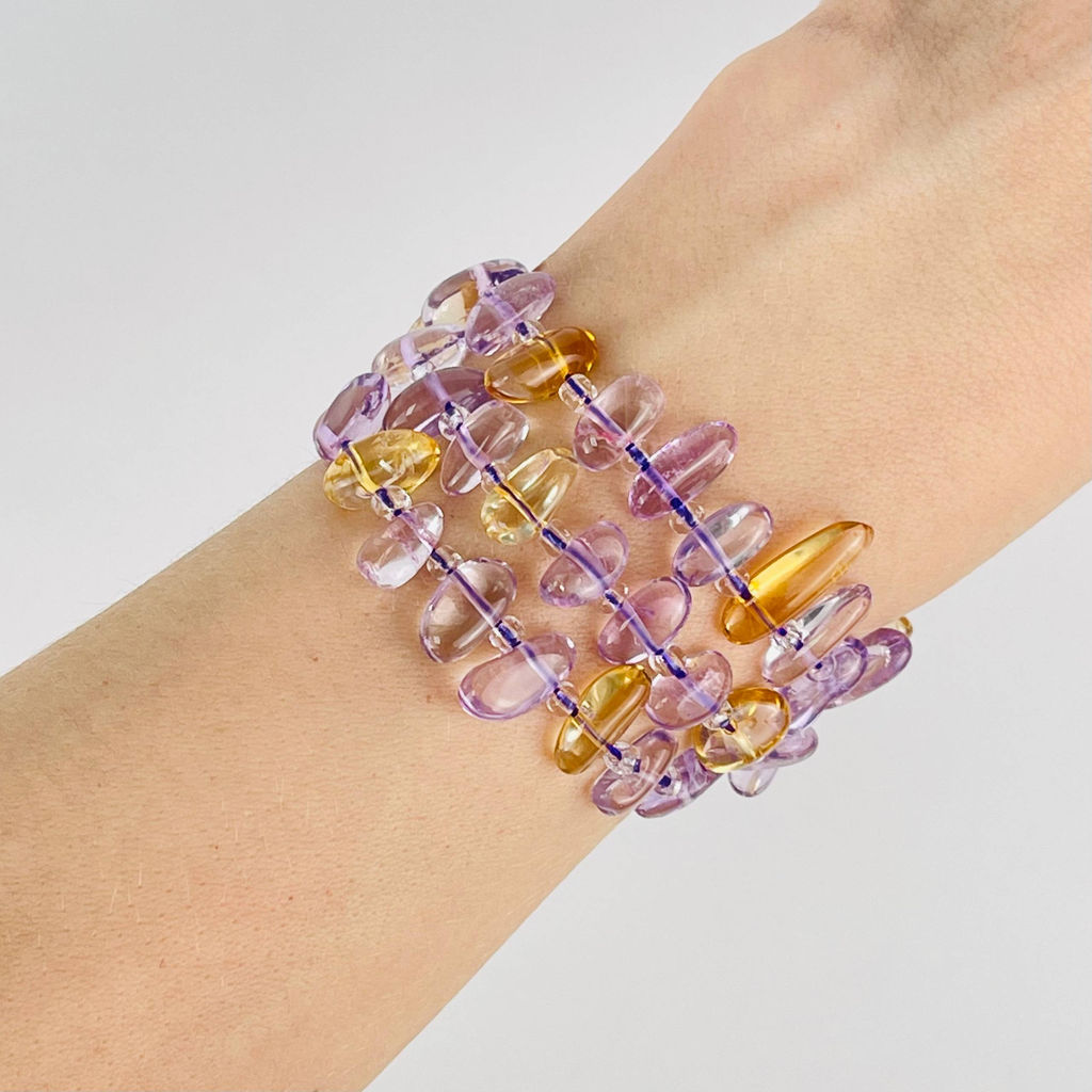 Бусины для украшений из Аметиста и Цитрина крошка 40 см