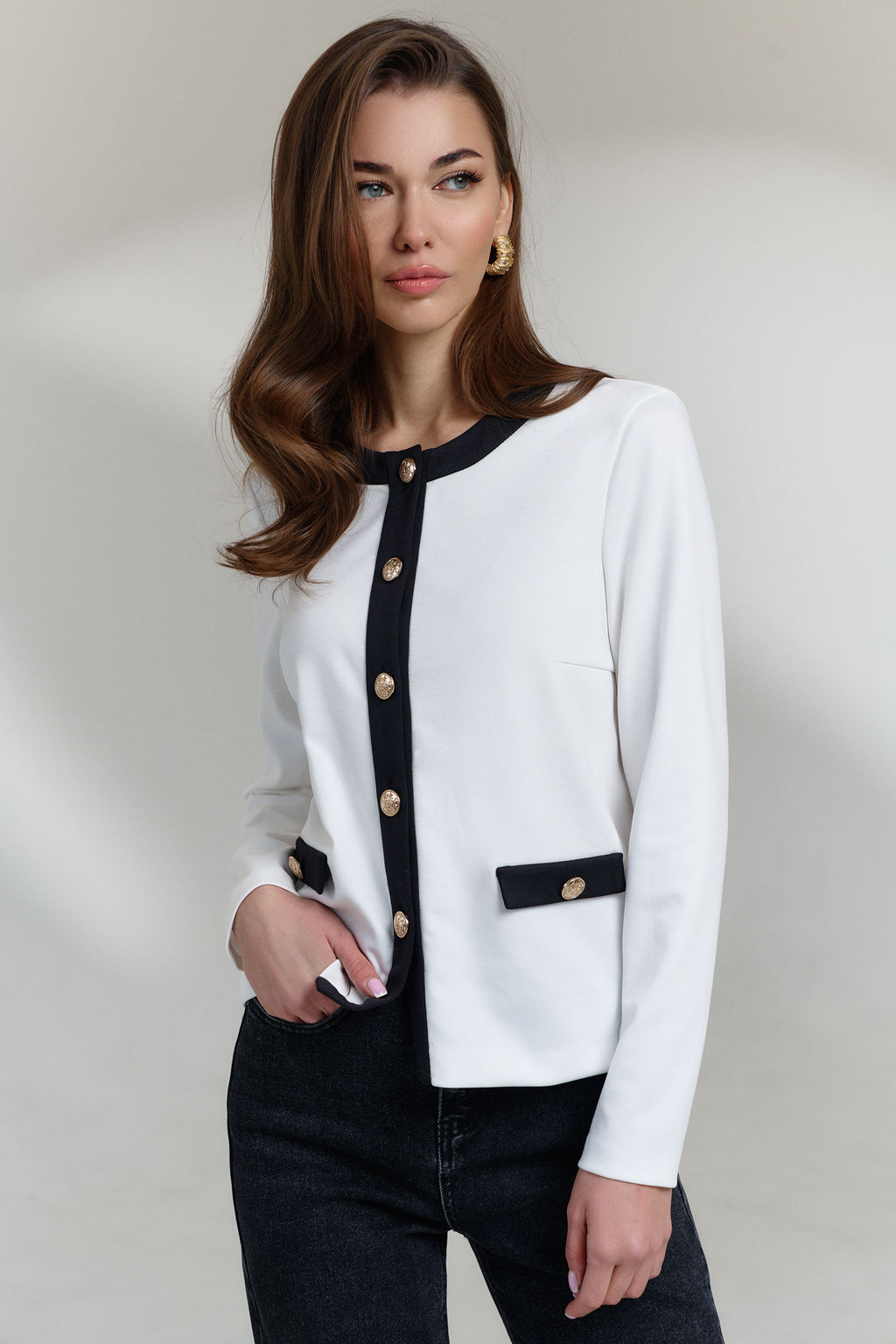 Джемпер 0808 кремовый - Diliafashion фото 3