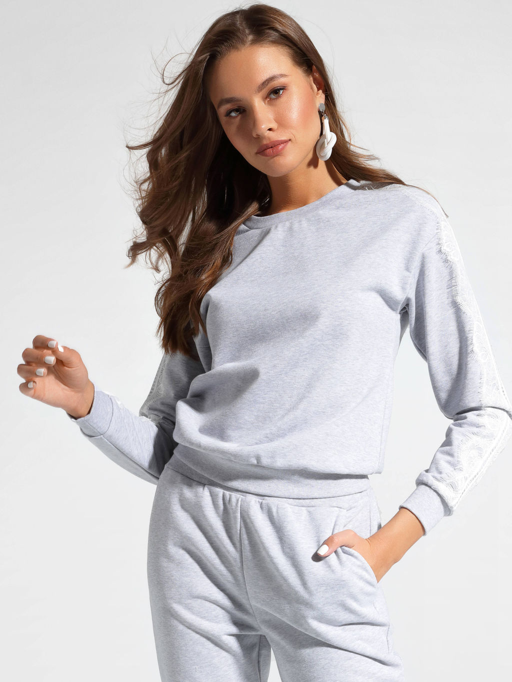 CONTE Хлопковый свитшот с легким мерцанием люрекса LD 1051 shiny grey
