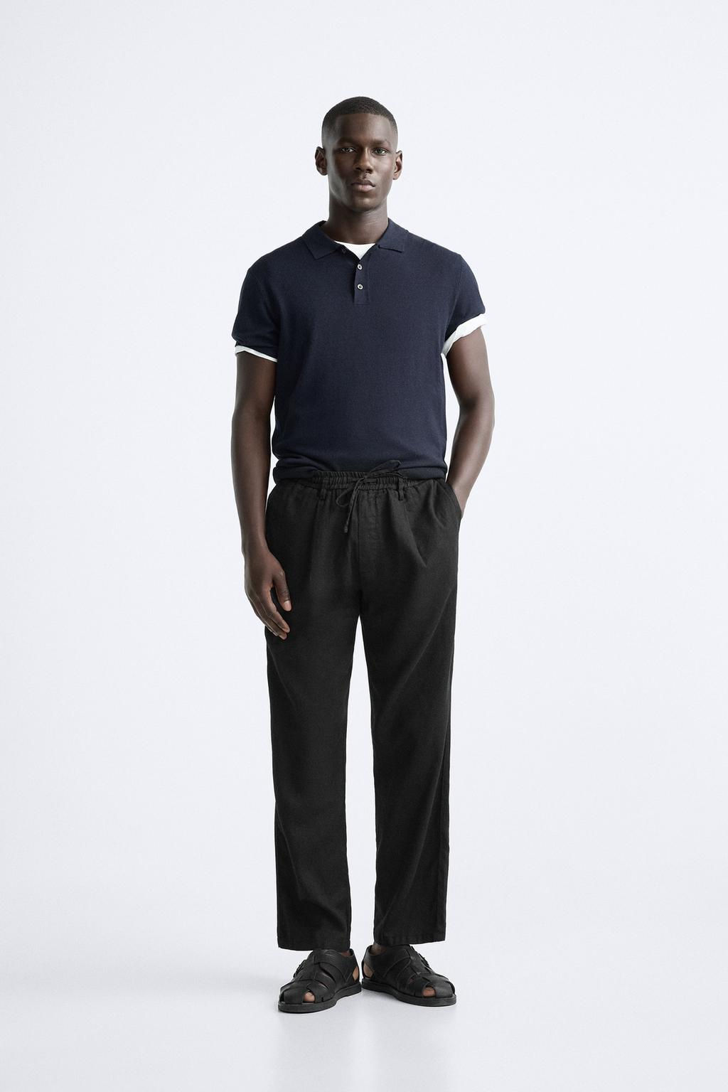 PLEATED COTTON - LINEN TROUSERS - Zara фото 11
