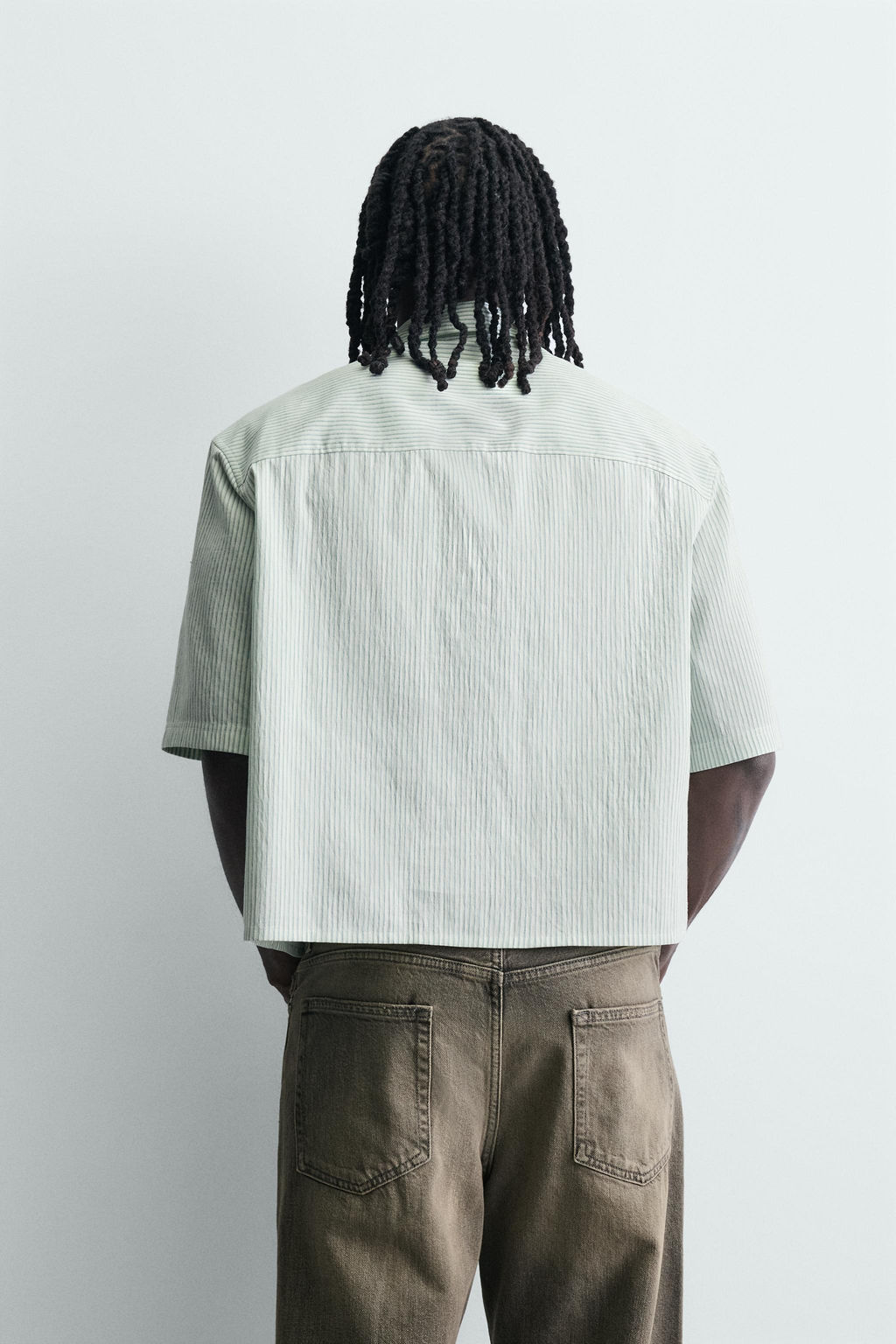 CAMISA CROPPED FIT CUADROS / Raya verde - Zara фото 3