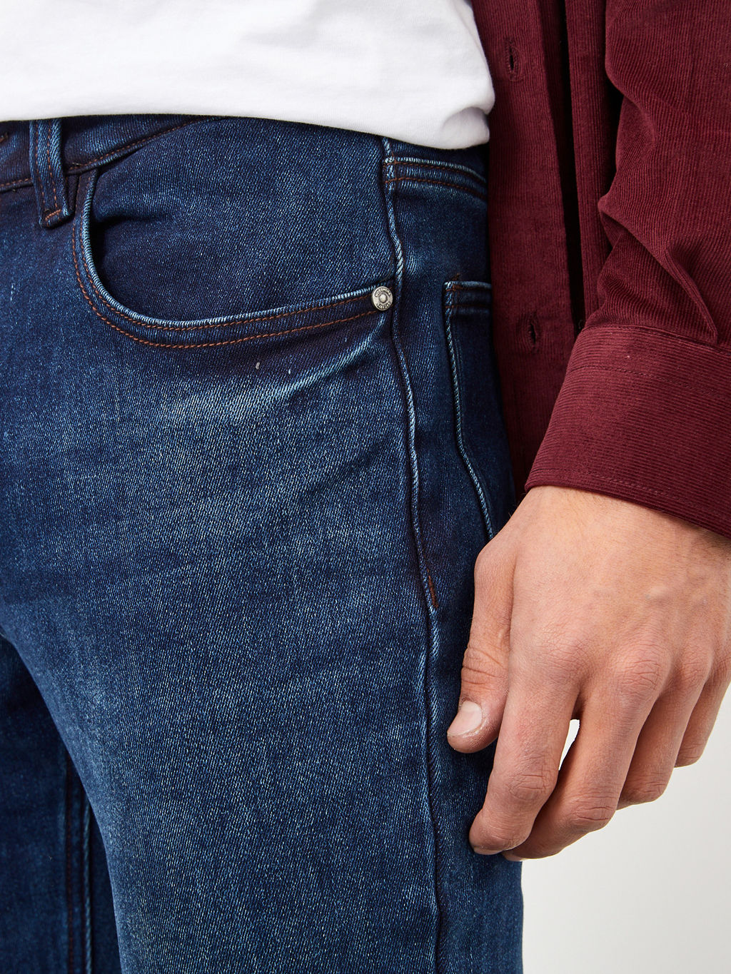 Утепленные мужские джинсы прямого кроя на флисе - Mossmore фото 7