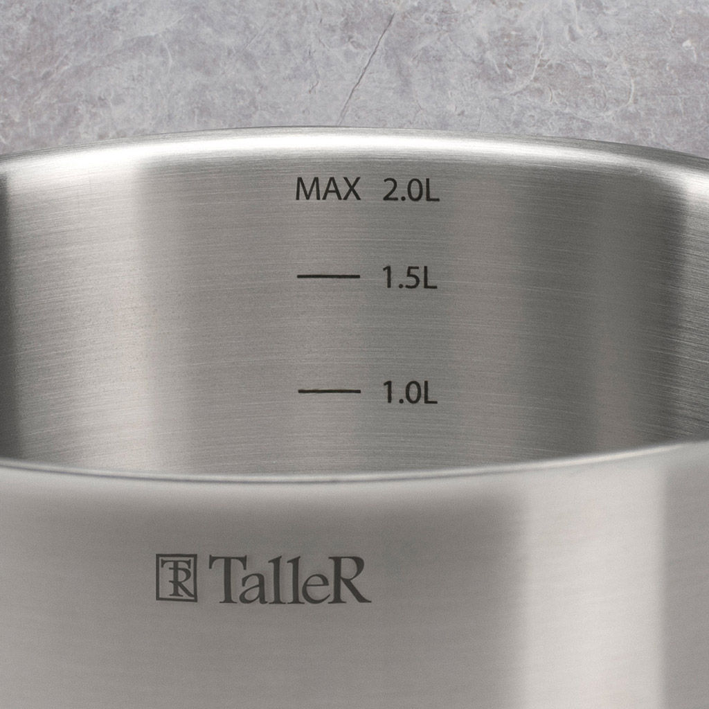 Кастрюля из нержавеющей стали Lira 2л, д18см, h8,8см, s0,5мм, дно д16см, s4мм, стеклянная жаропрочная крышка, стальной обод, пароотвод, силиконовые вставки коричневого цвета, капсулированное дно, полировка внешняя - матовая, внутренняя - матовая, м - Домашняя мода фото 4