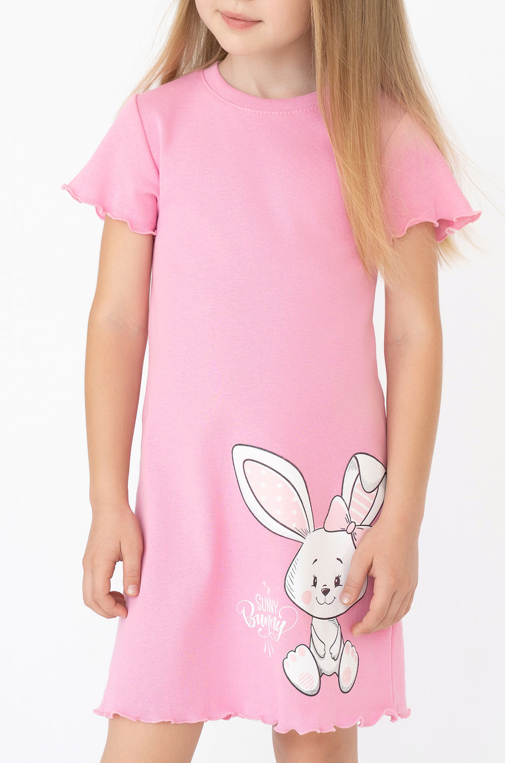 Сорочка для девочки розовая зайчонок