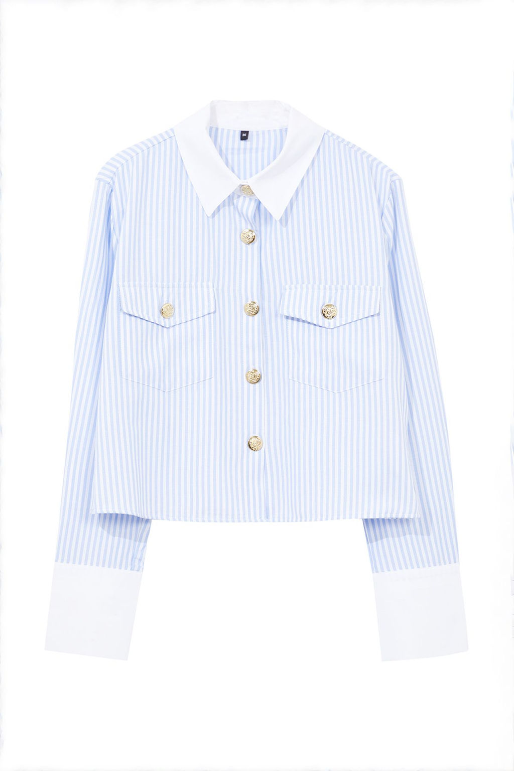 TRENDYOLMILLA Mavi Metal Dugme Detayl? Yaka ve Kol Detayl? Cizgili Regular Kal?p Dokuma Gomlek TWOAW25GO00023 фото 6