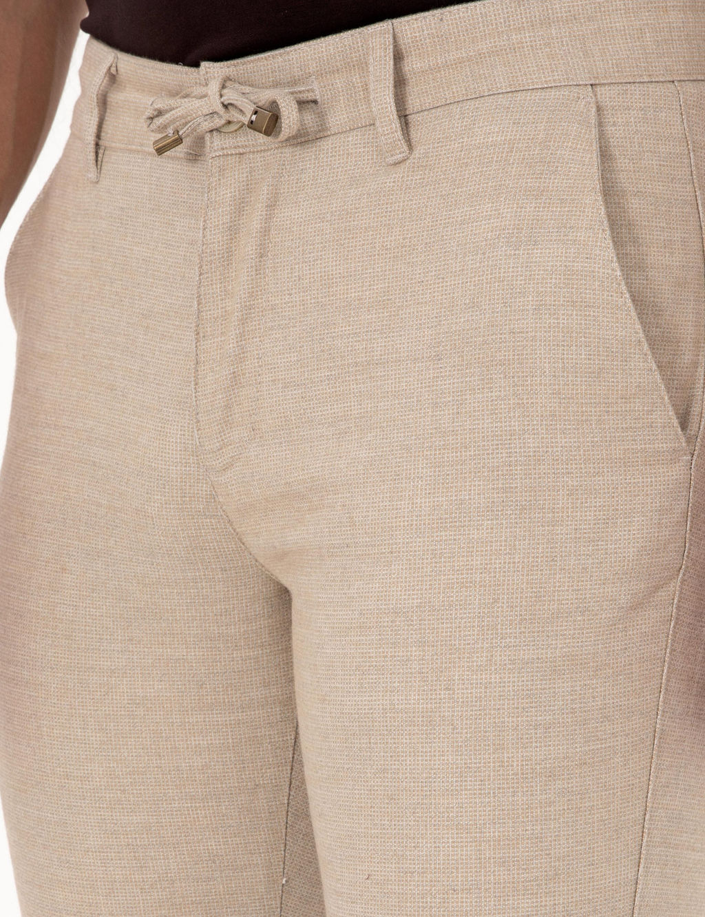 Bej Slim Fit Kordonlu Kanvas Pantolon - Pierre cardin фото 5