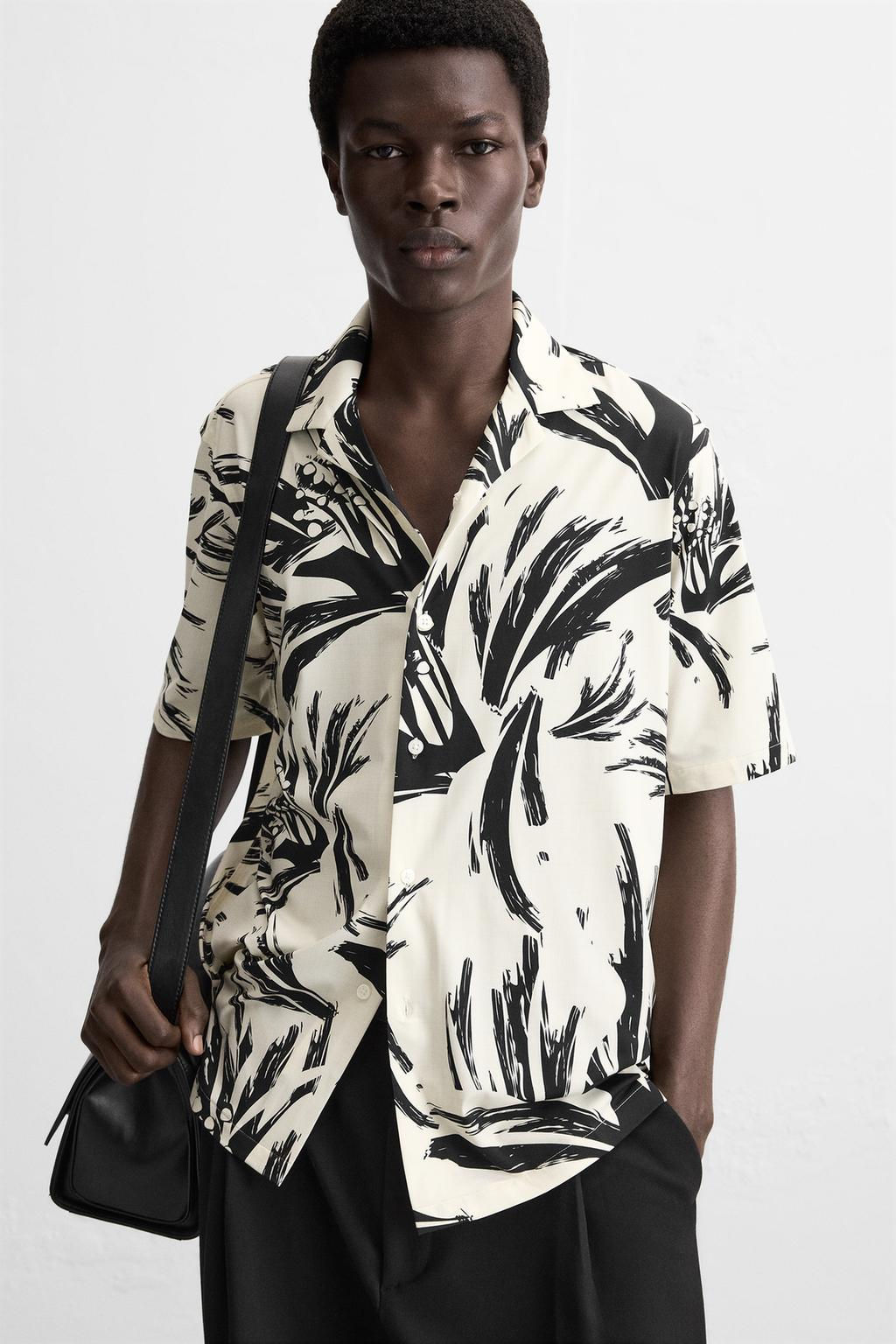 ABSTRACT PRINT STRETCH SHIRT - Zara фото 7