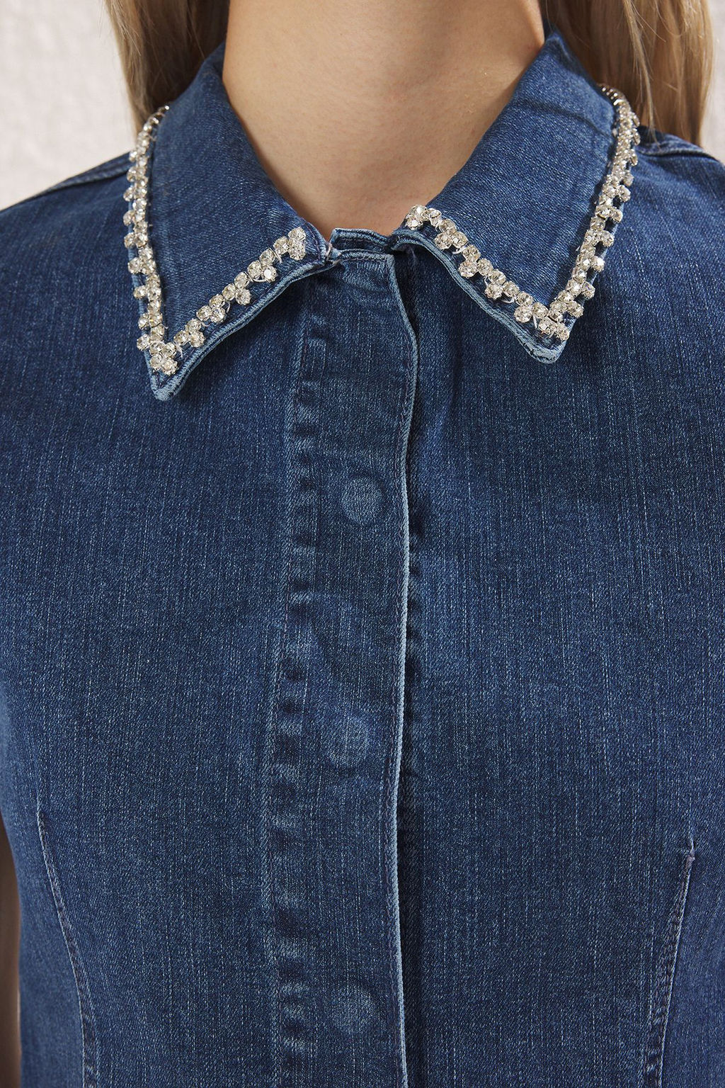 Trendyolmilla Mavi Tasl? Mini Denim Gomlek Elbise TWOSS25EL00755  фото 3