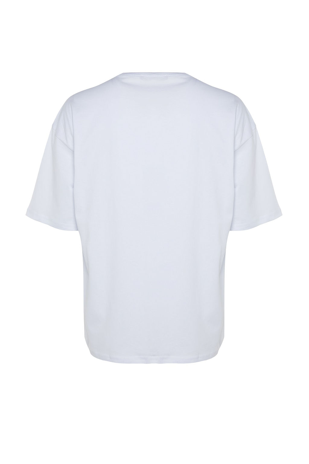 Beyaz Oversize/Genis Kesim K?sa Kol Dinozor Nak?sl? %100 Pamuklu T-Shirt TMNSS23TS00243